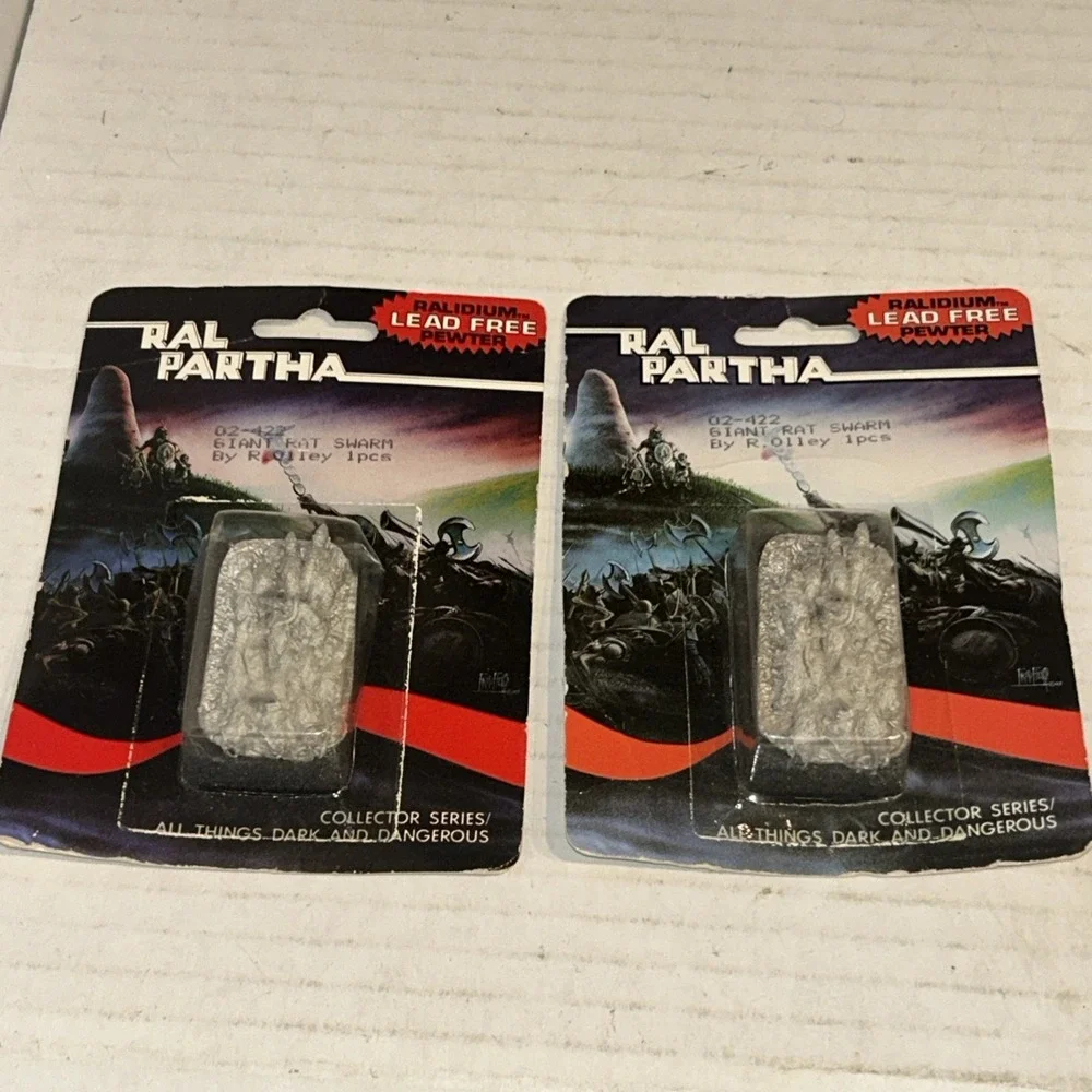 Ral Partha AD&D Official Giant Rat Swarm Mini‎ Pewter 11-473 2 Sealed Blisters